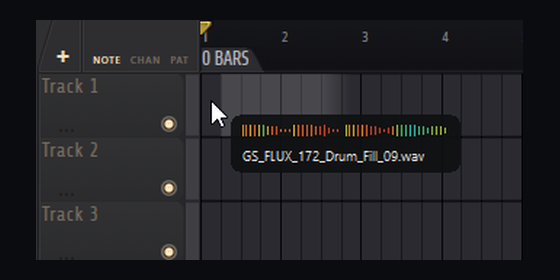Перетаскивание сэмпла из Sample Orbit в плейлист DAW