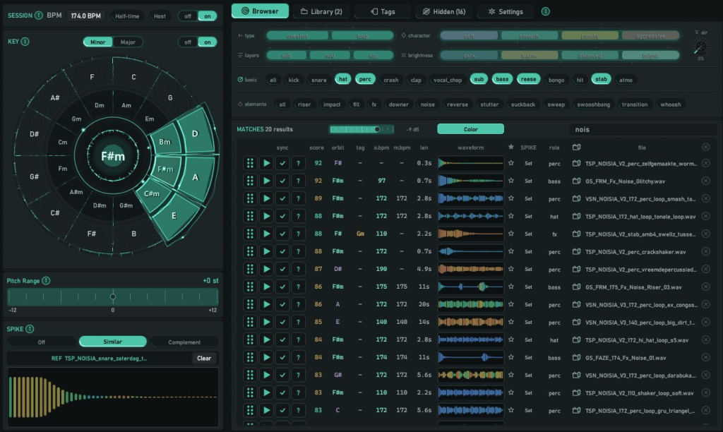 SPIKE Similar: snare reference and Match ranked by texture